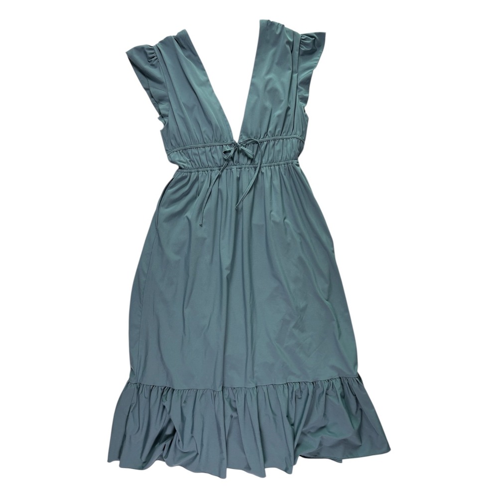 Halara Breezeful Ruffle Midi Dress S Flutter Sleeve V-Neck Boho Tiered Light - Picture 11 of 11